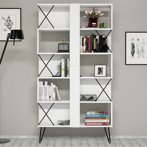 Extra 2 - White WhiteBlack Study Desk & Bookshelf slika 4