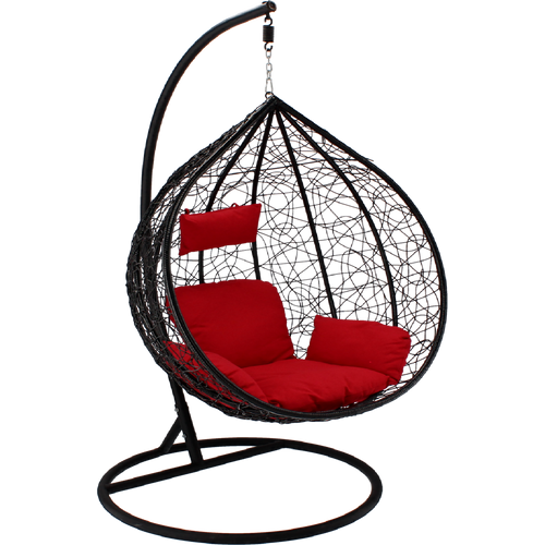 Viseća stolica - Veličina XL - Okvir crni - Jastuk crveni slika 1