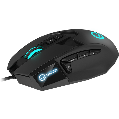 LORGAR Stricter 579, gaming mouse, 9 programmable buttons, Pixart PMW3336 sensor, DPI up to 12 000, 50 million clicks buttons lifespan, 2 switches, built-in display, 1.8m USB soft silicone cable, Matt UV coating with glossy parts and RGB lights with 4 LED flowing modes, size: 131*72*41mm, 0.127kg, black slika 5