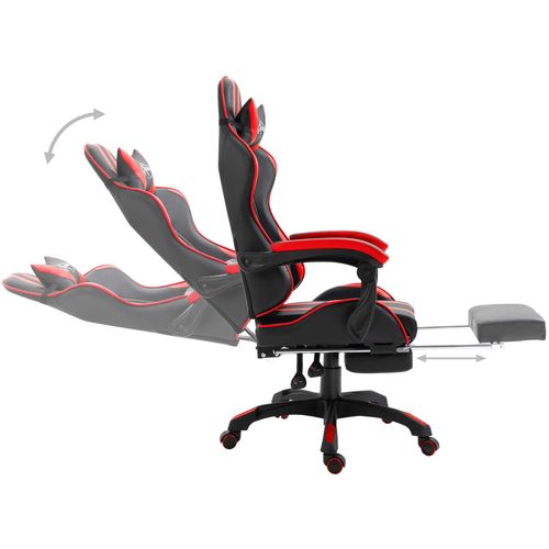 Igraća stolica od umjetne kože s osloncem za noge crvena slika 36