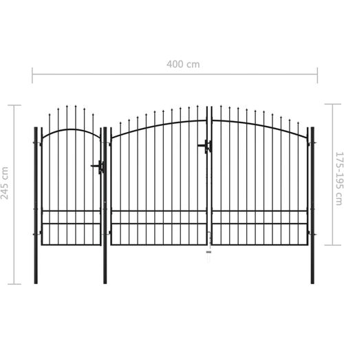 Vrtna vrata čelična 2,45 x 4 m crna slika 9