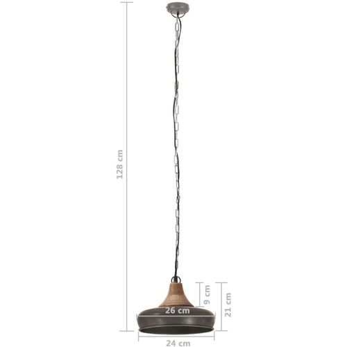 Industrijska viseća svjetiljka siva od željeza i drva 26 cm E27 slika 9