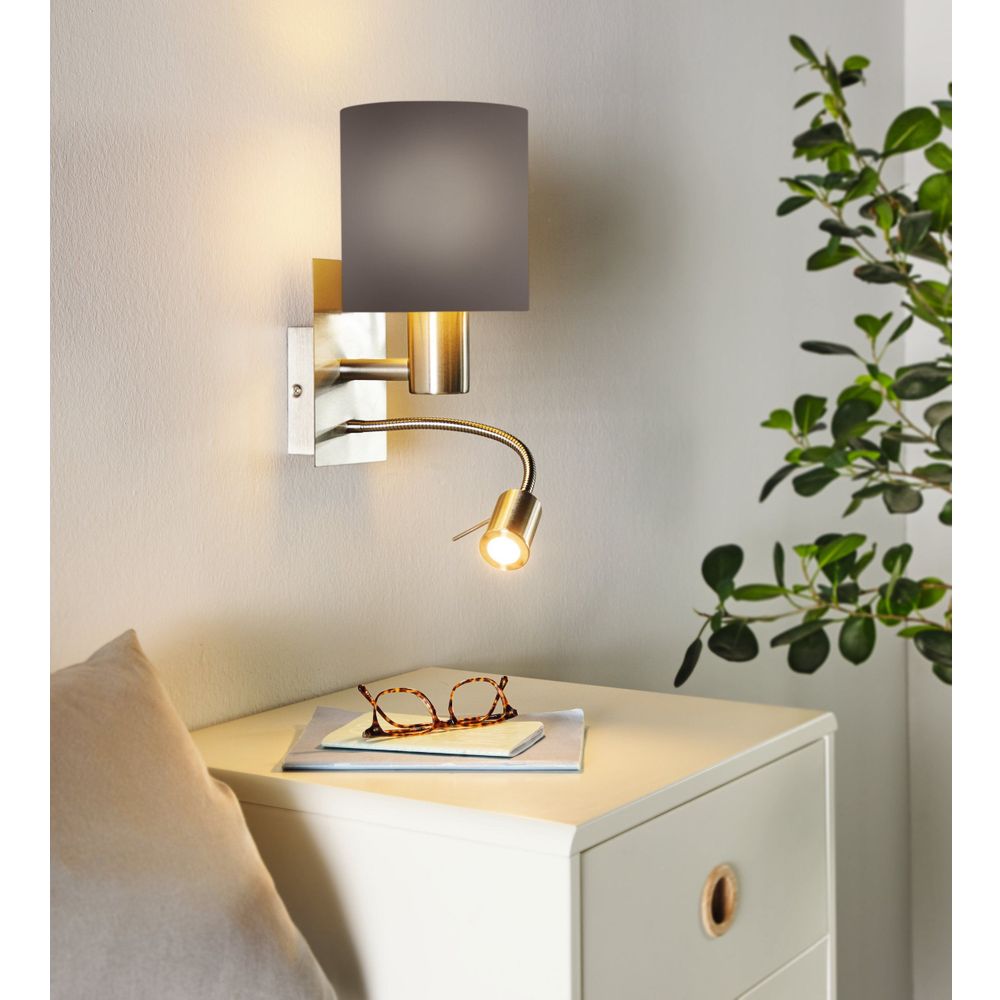 Eglo Pasteri Zidna Lampa - E27, LED 3,5W, Nikl-Mat, Antracit slika 2
