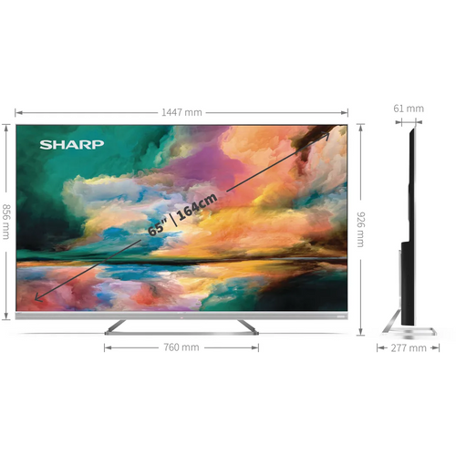 Sharp TV 65EQ4EA ANDROID Frameless Quantum Dot Silver slika 9