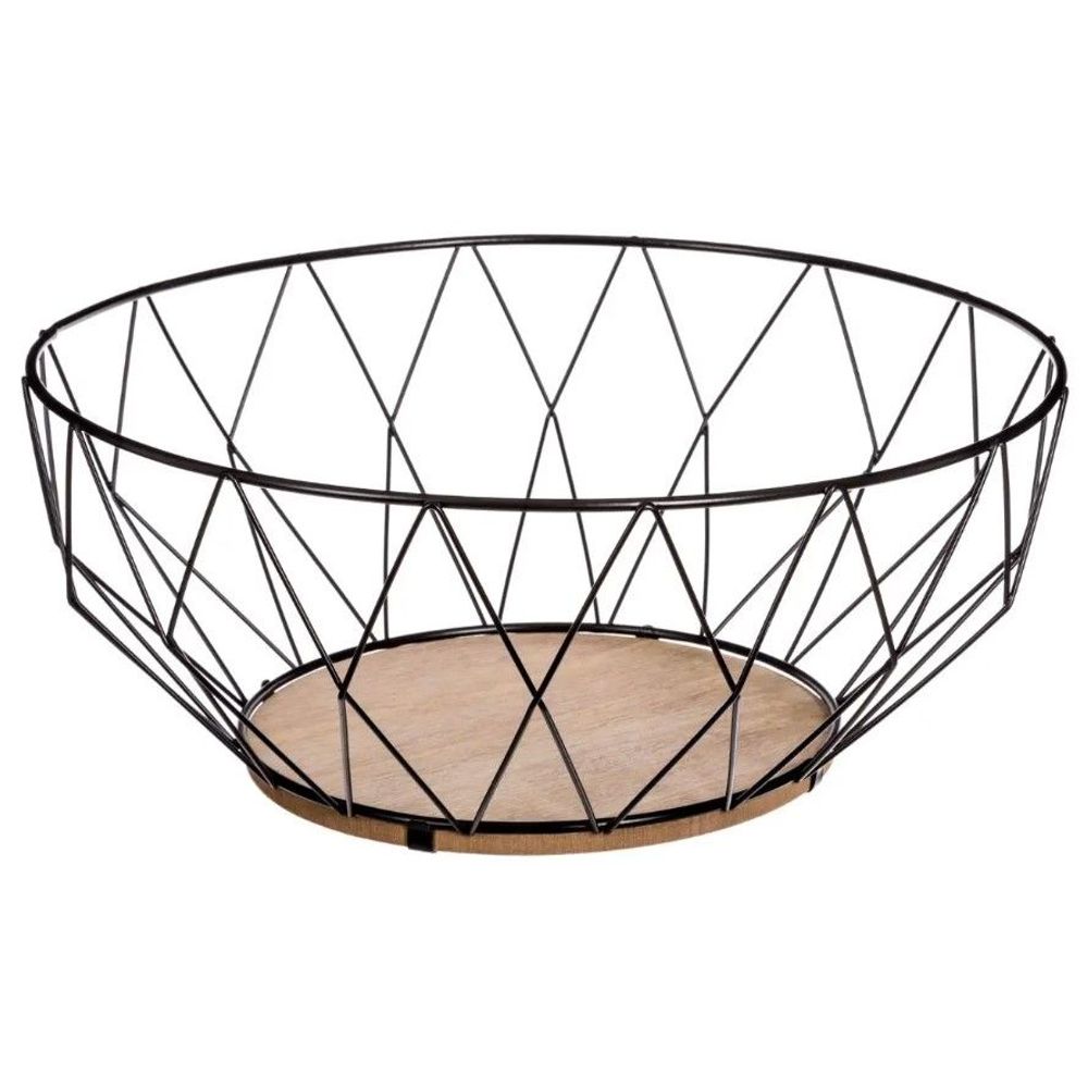 Five košara za voće Diamond 28 x 11.5 cm, metal/mdf, crna slika 1