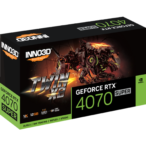 INNO3D GEFORCE RTX 4070 SUPER TWIN X2 12GB GDDR6X 192bit, 2505MHz / 21Gbps, 3x DP, 1x HDMI, 2 slot, 2 fan slika 1