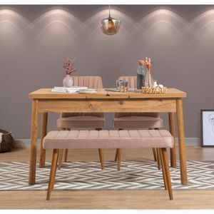 Santiago Atlantice-Stone Atlantic PineStone Proširivi Trpezarijski Sto i Set Stolica (4 Komada)