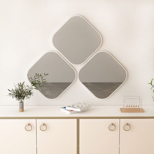 Atlantis Medium - White White Decorative Chipboard Mirror slika 1