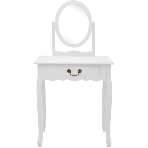 Toaletni stolić sa stolcem bijeli 65x36x128 cm paulovnija i MDF slika 10
