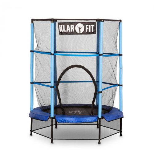 KLARFIT Rocketkid, 140 cm trampolin, unutarnja sigurnosna mreža, bungee opruge, plava slika 2
