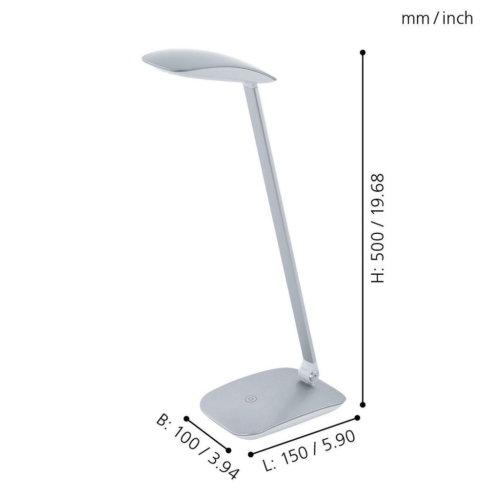 Eglo Cajero stolna/1, led, 4,5w, 550lm, na dodir, usb,  plastika/srebrna  slika 5