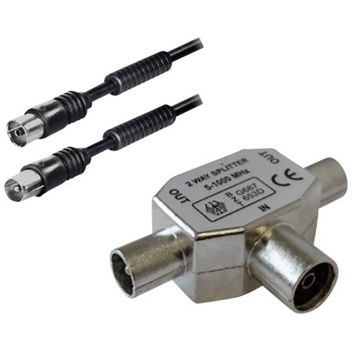 BKL Electronic antene, SAT priključni kabel [1x 75 Ω antenski muški konektor - 1x 75 Ω antenski ženski konektor] 2.00 m   crna slika 1