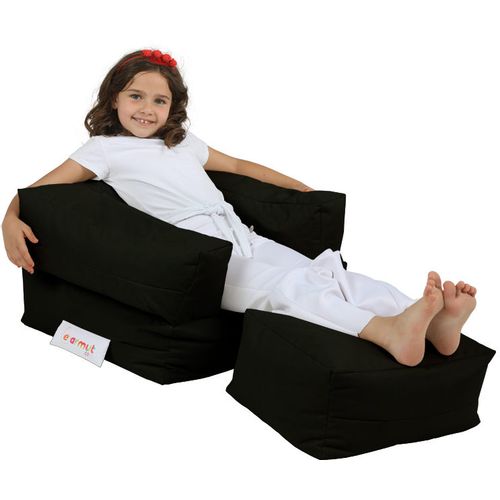 Kids Single Seat Pouffe - Black Black Garden Bean Bag slika 3
