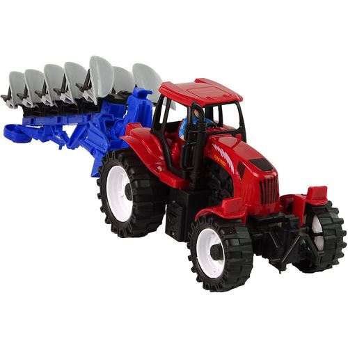 Traktor s plugom crveno-plavi slika 3