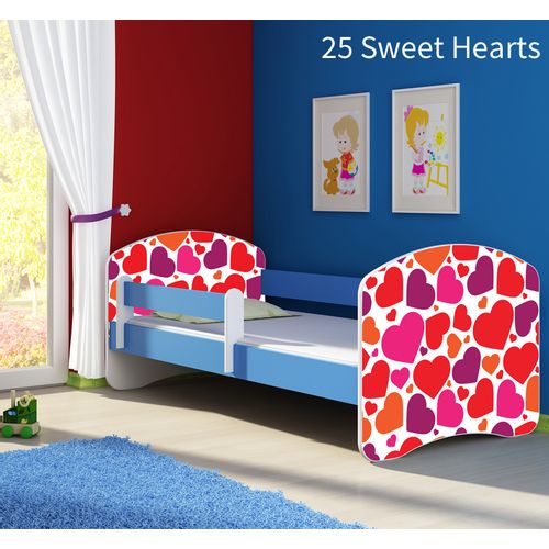 Dječji krevet ACMA s motivom, bočna plava 140x70 cm 25-sweet-hearts slika 1