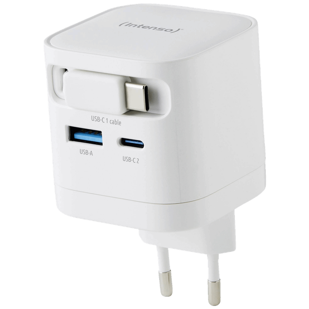 (Intenso) Punjač kučni sa type C kabelom / Power Adapter W65ACIC GaN, 1xUSB-A, 1xUCB-C, 65W slika 4