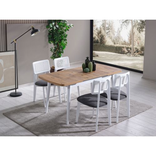 Milla - White, Natural White
Natural Extendable Dining Table & Chairs Set (4 Pieces) slika 3