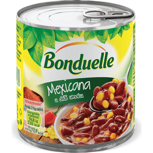 Bonduelle Mexicana, Crveni grah s kukuruzom u chilli umaku 430g, ocjeđena masa 200g slika 1