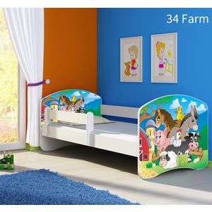 Dječji krevet ACMA s motivom, bočna bijela 140x70 cm - 34 Farm