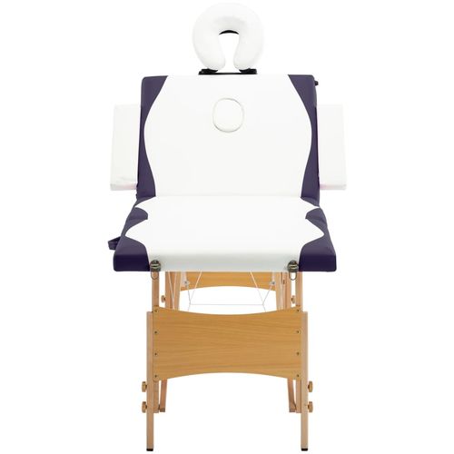 Sklopivi masažni stol s 4 zone drveni bijelo-ljubičasti slika 29