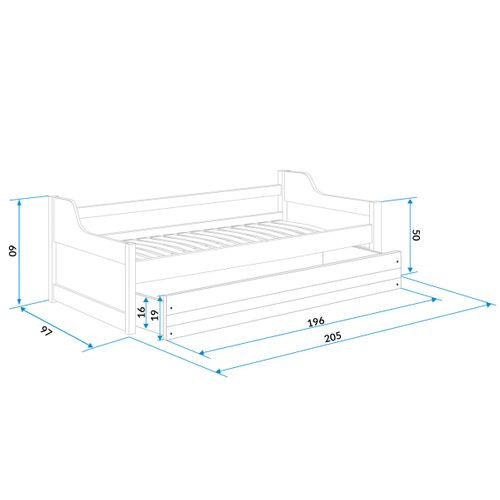 Drveni dječji krevet Dawid s dodatnim krevetom - 200*90 - grafit-bijeli slika 3