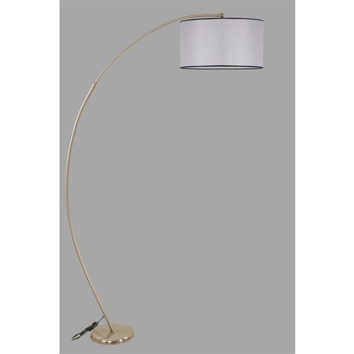 Mısra Mat Krom Lambader Silindir Açık Hasır Gri Abajurlu Light Grey Floor Lamp slika 3