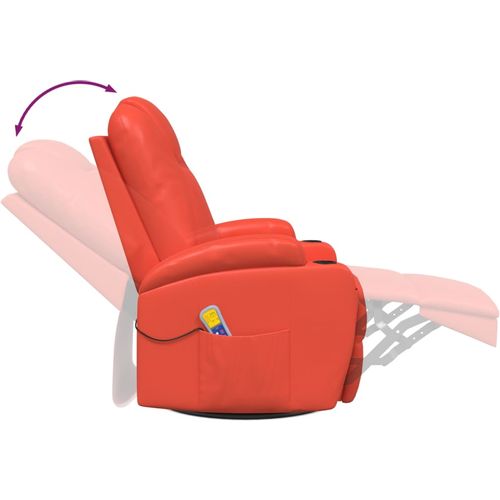 Ljuljajuća masažna fotelja od umjetne kože crvena slika 6