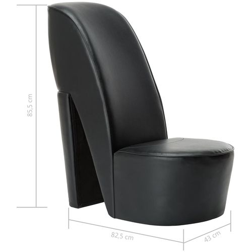 Stolica u obliku visoke pete od umjetne kože crna slika 38
