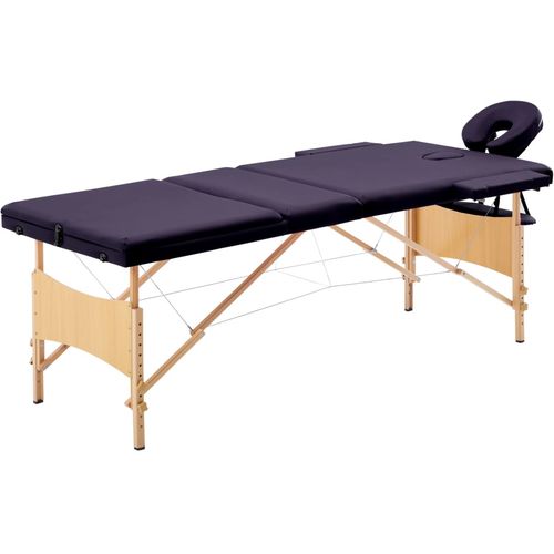 Sklopivi masažni stol s 3 zone drveni ljubičasti slika 33