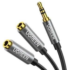 Kabel UGREEN, 3.5mm (M) na 2x 3.5mm (Ž), sivi, 20cm