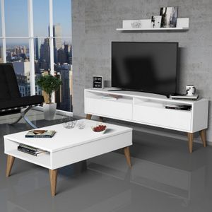 Best - White White Living Room Furniture Set