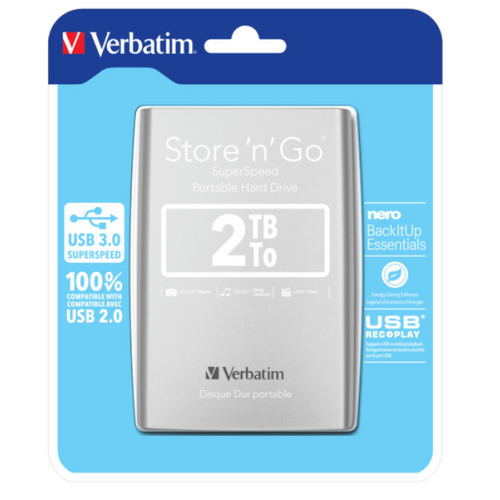 HDD E2.5" Verbatim 2TB USB 3.0 Store'n'Go 53189, Silver slika 2