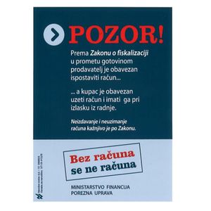 IX-412/M NALJEPNICA POZOR FISKALIZACIJA; PVC folija, 4,9 x 6,9 cm