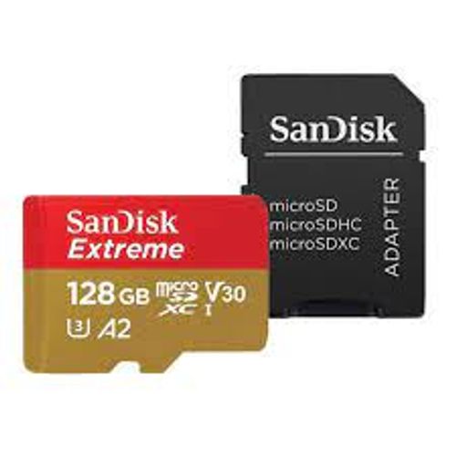 SanDisk Extreme microSDXC 128GB + SD Adapter 190MB/s & 90MB/s A2 C10 V30 UHS-I U3 slika 1