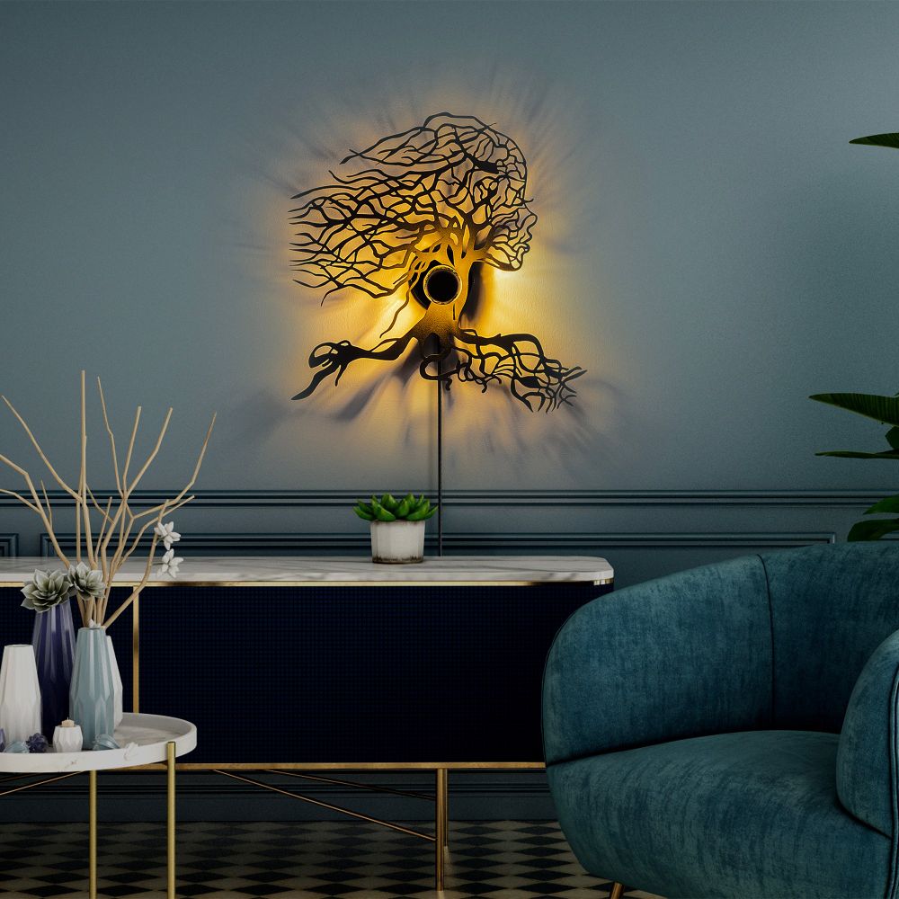 Crna Zidna Lampa Drvo Žena slika 1