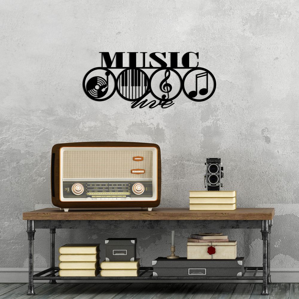Dekorativni Metalni Zidni Ukras 'Music - 467' u Crnoj Boji slika 2