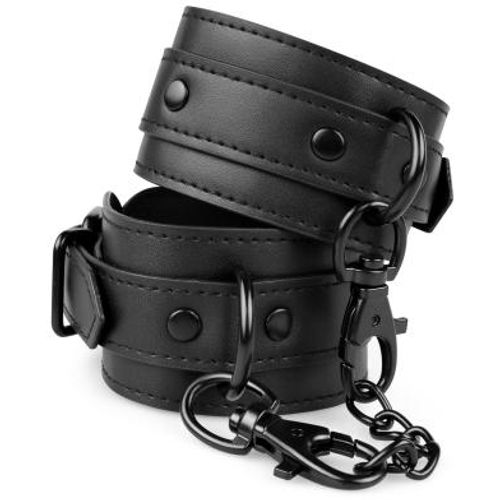 Faux Leather Handcuffs - Black slika 6