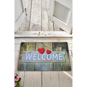 PVC Otirač sa Drvenim Srcem u Više Boja