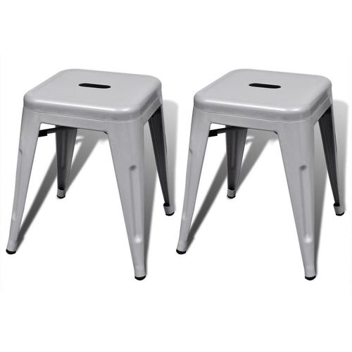 Složivi stolci 2 kom sivi metalni slika 1