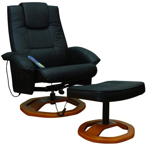 Masažna fotelja s osloncem od umjetne kože crna slika 12