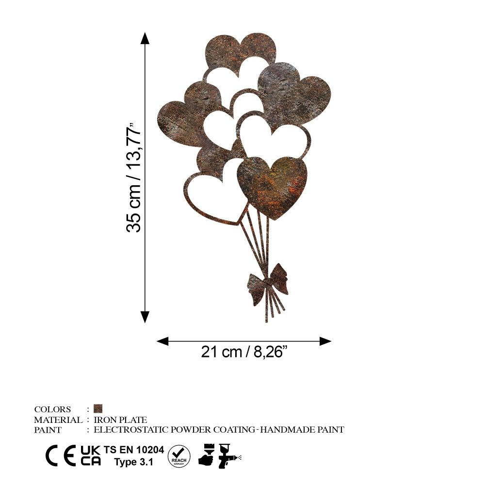 Decorative metal wall accessory Rusty Heart 1 Antiquation, colours: multicolor slika 8