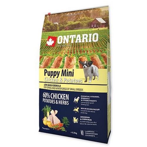 ONTARIO HRANA ZA PSE, PUPPY MINI, PILETINA&BILJE 6,5KG slika 1