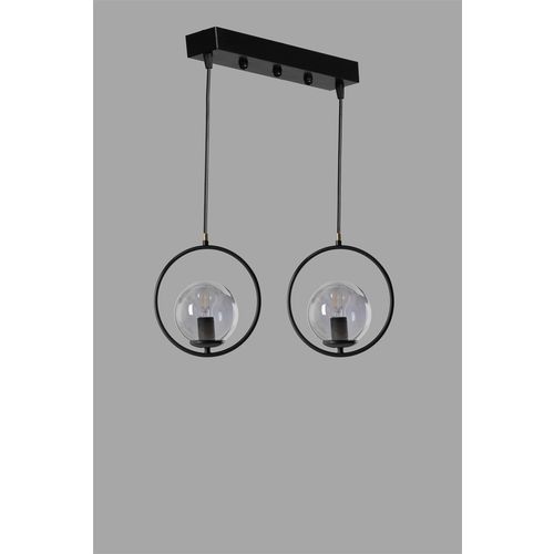 Ring 2 Li Sıralı Füme Camlı Siyah Sarkıt Black Chandelier slika 2