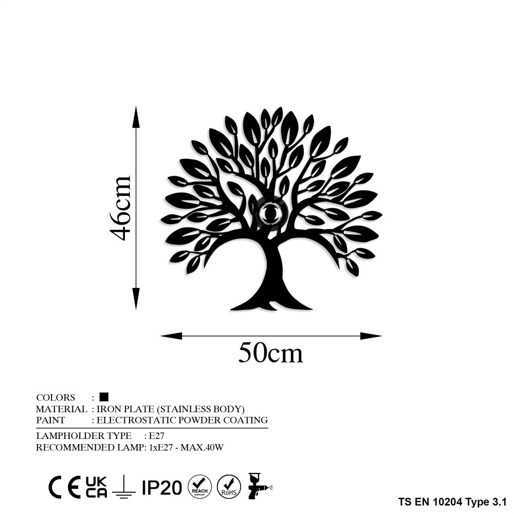 Zidna lampa 'Heart Tree V2' u crnoj boji slika 8