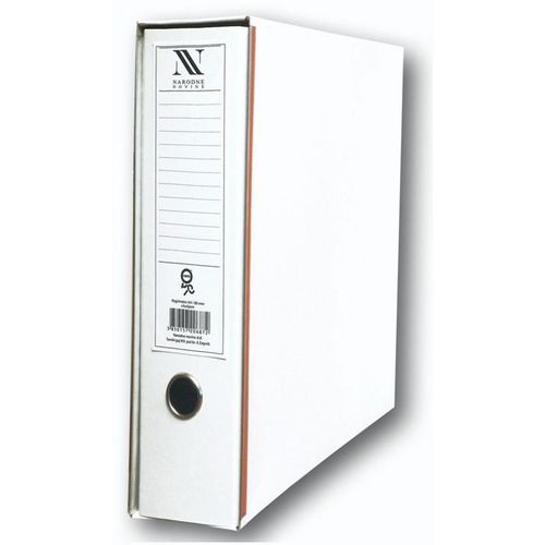 Registrator s kutijom, A4, 8 cm, plastificirani, s metalnim letvicama, Nano, bijeli slika 1