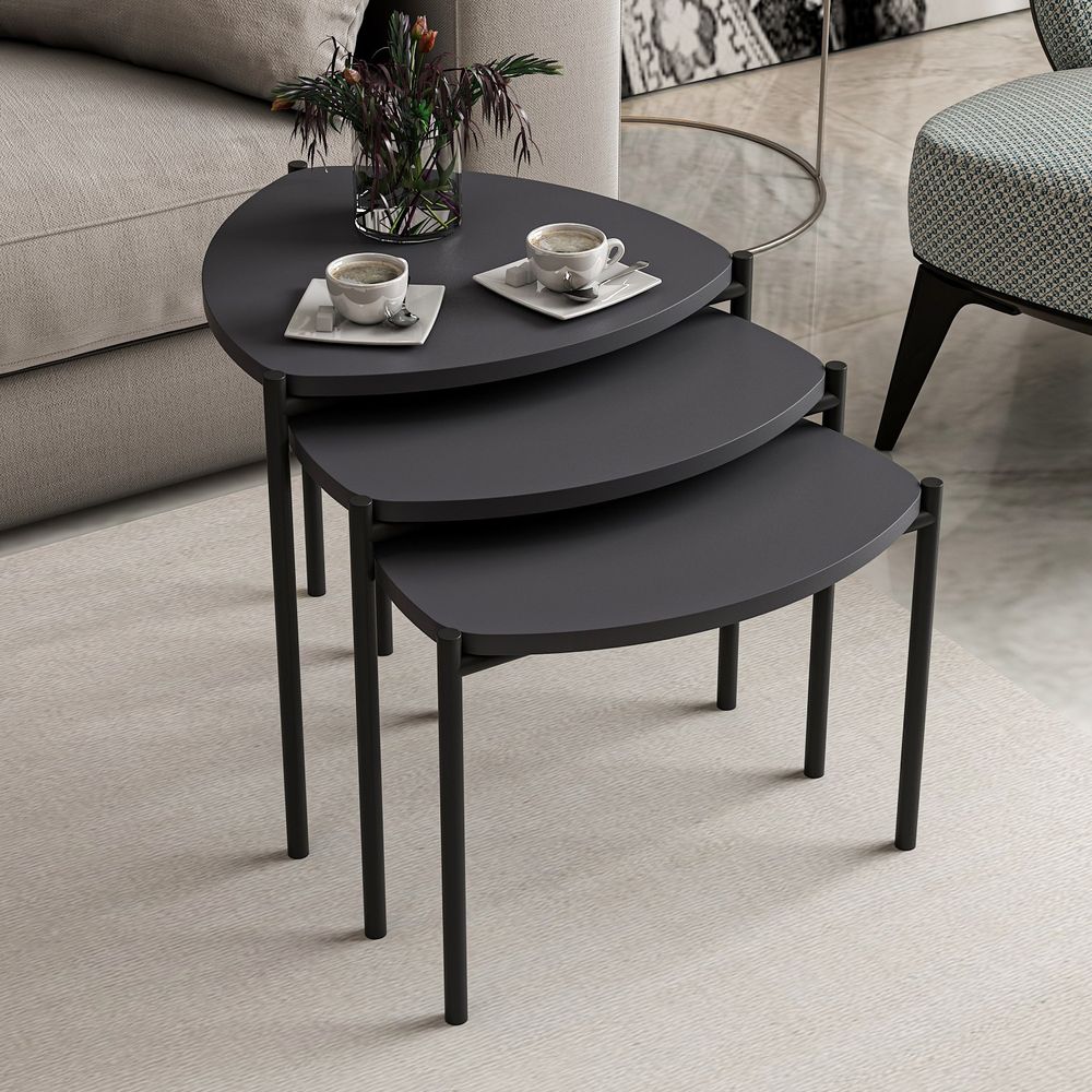 Nesting Table Lenny - Set od 3 komada u antracit boji slika 2