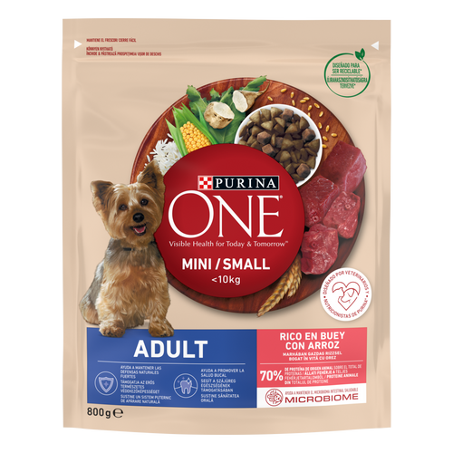 Purina ONE® Mini Adult, Bogato govedinom, s rižom, 8x800g (paket)  slika 1