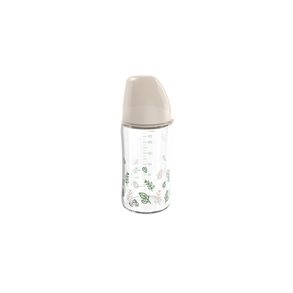 nip® Staklena flašica širokog grla Cherry Green 240ml 0m+, Beige slika 3