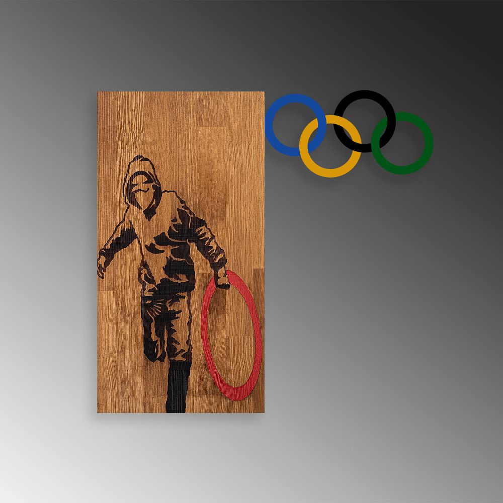 Dekorativni Drveni Zidni Ukras 'Banksy - 14 Walnut' u Crnoj Boji slika 5