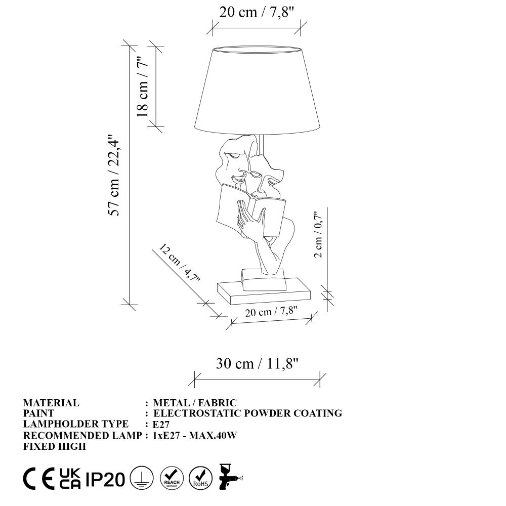 FIGURA-15295 Zlatno-Bijela Stolna Lampa slika 5